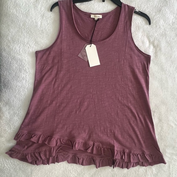 Cotton Bleu New Pink Ruffled Tank Top with Sleeveless Design.  #058 - Picture 3 of 7
